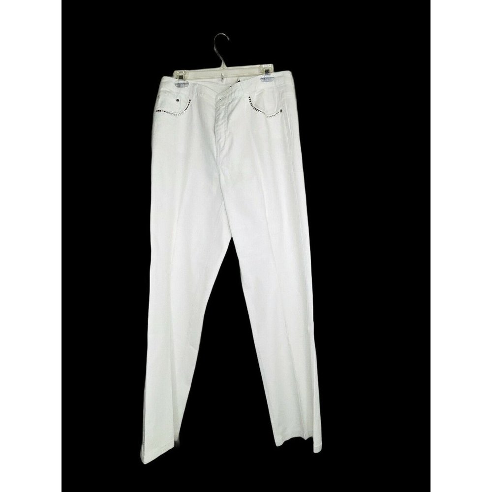 Ashro White Jeans w/ Silver Studs On Pockets Sz 14 - Picture 2 of 10